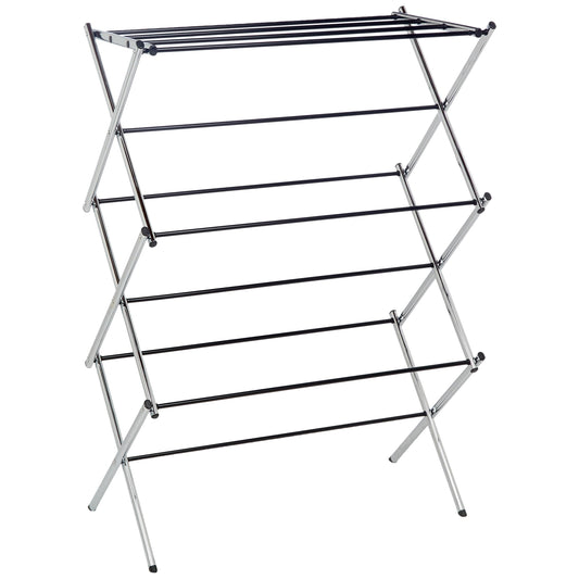 Amazon Basics Folding Clothes Drying Rack made of Alloy Steel for Indoor Use, Apparel, 74.9 x 36.8 x 106.2 cm (LXWXH), Chrome