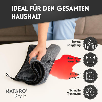 NATARO® 4 Pack Fast Dry it. Premium drying cloth for shower, car, household, camping - THE ORIGINAL - extra absorbent microfiber cloth, lint-free, scratch-free Shiny Wipes towels 40x50cm