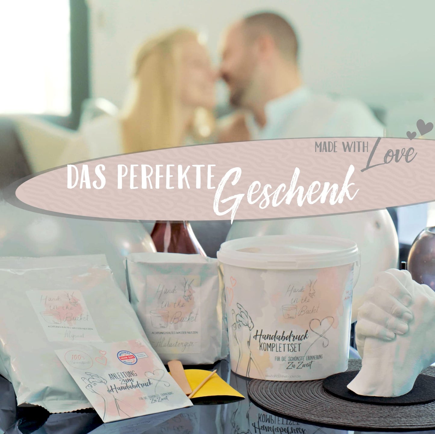 3D handprint set for couples Made in Germany with base plaster casting kit hands anniversary gift for him, couple gifts plaster gift for her, plaster cast couple
