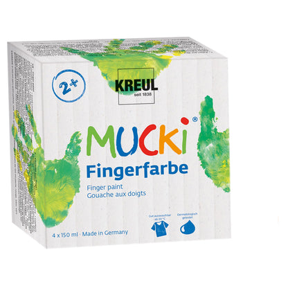 Kreul 23050 - Mucki finger paint for happy children & 2314 - Mucki luminous finger paint, 4 x 150 ml