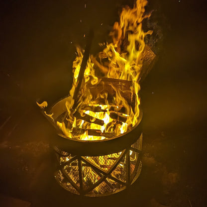 BBQ-Toro Fire Basket Plum Ø 42 cm incl. poker | fire bowl in antique rust look | fire pot for camping, garden and terrace | fire pit, spark pot, fire kettle, wood burner, combustion kettle