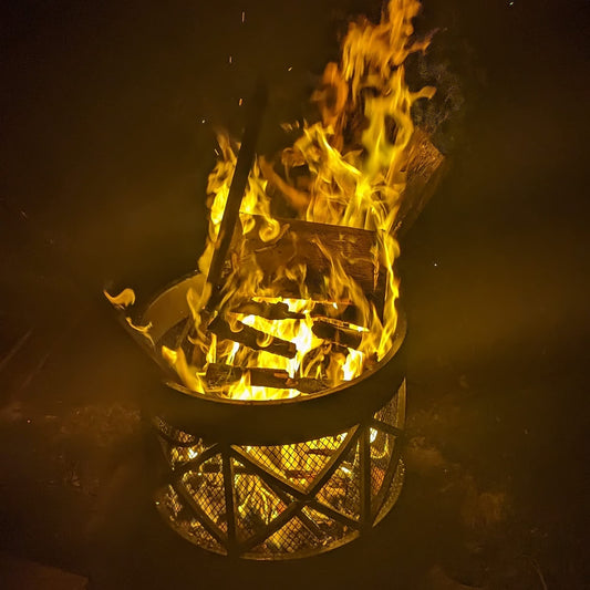 BBQ-Toro Fire Basket Plum Ø 42 cm incl. poker | fire bowl in antique rust look | fire pot for camping, garden and terrace | fire pit, spark pot, fire kettle, wood burner, combustion kettle