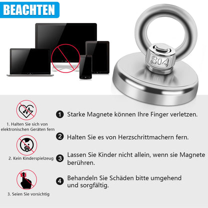 10pcs Strong Magnets, 45kg Neodymium Magnets Super Strong Fishing Magnets, 32mm Powerful Fishing Magnet with Hole for Home, Workshop, Pond Recovery, fishing in Lakes, Lawns, Ocean.