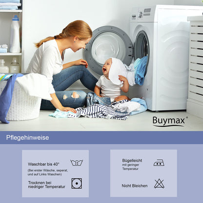 Buymax® bedding 155x220cm 100% cotton 2-piece duvet cover - bedding sets 155 x 220cm with 1 pillowcase 80x80cm, ÖKO-TEX Renforcé duvet cover set with zipper