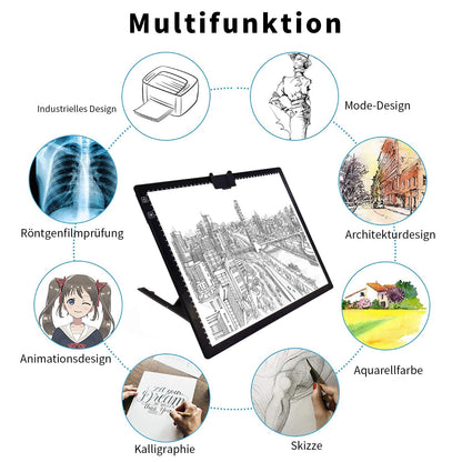 A3 light table with bag, wirelessly battery-operated light box. 3 colors dimmable and 6 brightness levels light board for tracing, rechargeable light pad for diamond painting, sketching.