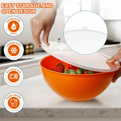 Greentainer salad bowl set with lid, 12-piece plastic mixing bowl set, Stackable mixing bowls with lids for kitchen, Large bowl for baking, Mixing bowls ideal for mixing and serving.