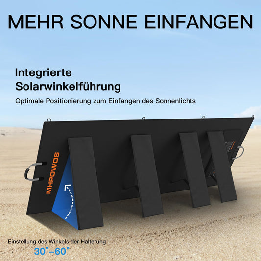 MHPOWOS 400W Portable Solar Panel, Foldable Solar Module Kit complete with an adjustable kickstand, Waterproof IP67 for outdoor camping, portable power station, RV, garden, balcony.