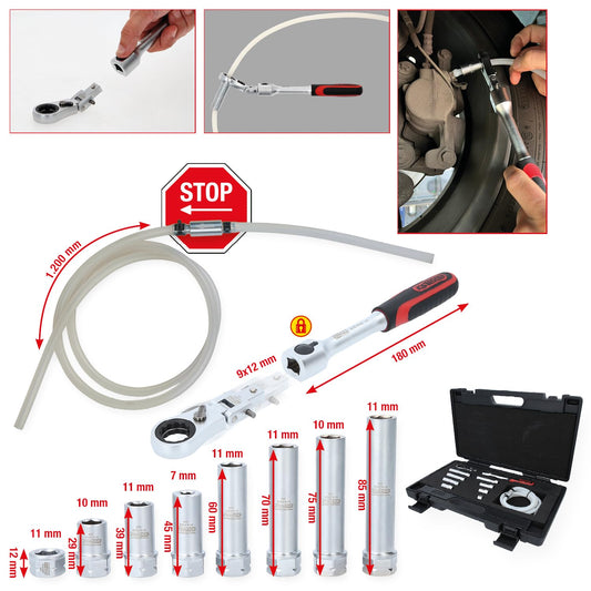 KS Tools 518.0320 Brake Bleeder Wrench Set for VAG, 11-piece