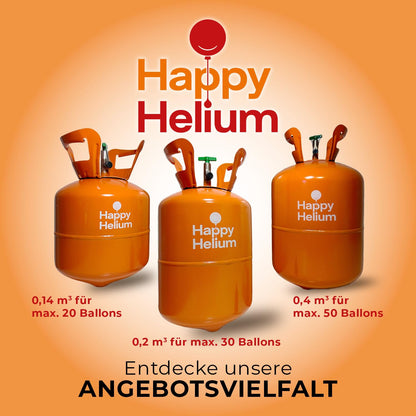 Happy Helium® Balloon Gas Helium for 50 balloons | Helium gas with filling valve - Balloon Gas 400 liters (0.4 m³) for birthday, wedding, party.