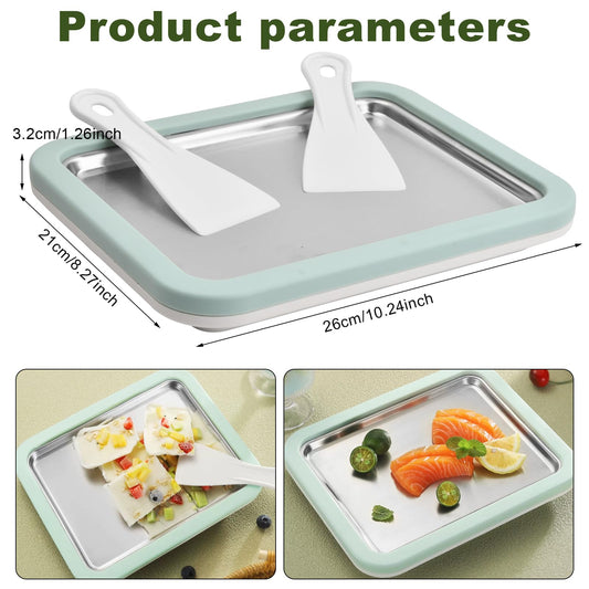 Cozlly ice plate for making ice, Rolled Ice Cream Maker, Ice Plate for Ice Rolls, Ice Cream Machine, Ice Cream Rolls plate with 2 spatulas for kids, home, family, gelato, sorbet, frozen yogurt.