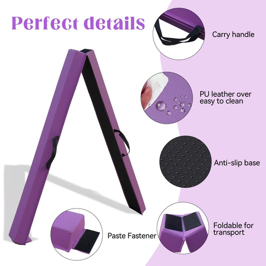 SportsBob folding balance beam for kids, made of 300cm PU leather. Ideal for home use, offering a training beam for children to practice balance and gymnastics. Great for fitness and training purposes.