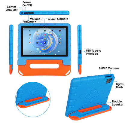 ZIOVO 10-inch Android 13 tablet, 12GB RAM+128GB ROM (expandable up to 1TB), 5G WiFi, BT 5.0, Octa-Core 2.0 GHz, 5+8 MP cameras, AGPS, 6000 mAh battery, Parental Control, tablets with Eva Case - Blue.