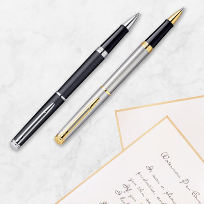 Waterman Hémisphère Rollerball | Stainless Steel with 23K Gold Trim | Fine Point | Black Ink | Gift Box