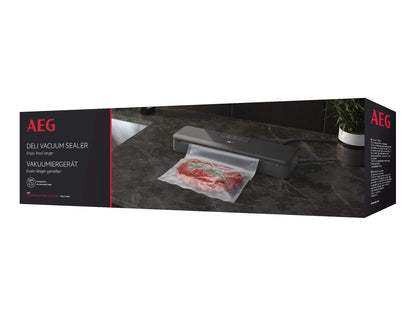 AEG VS4-1-4AG vacuum sealer (Fast and strong sealing of food, pulse function, no air bubbles, sleek design, quiet, includes 10 bags - 30 cm long, BPA-free, grey)
