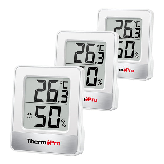 ThermoPro TP49W-3 Digital Mini Thermo-Hygrometer Indoor Room Thermometer 3 in 1 Temperature and Humidity Monitor with Smiley Indicator