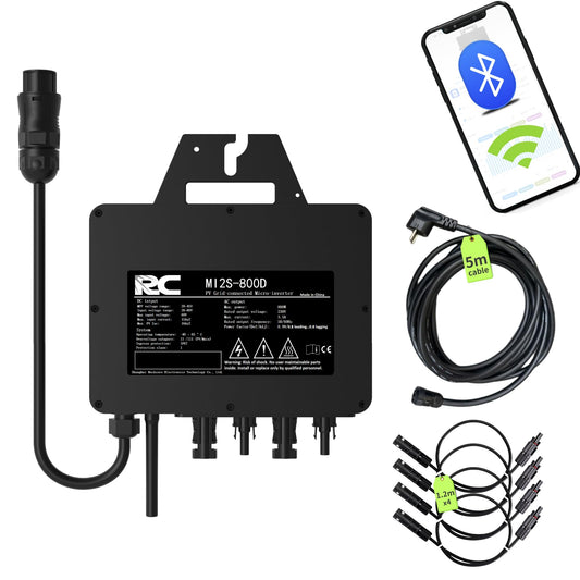 RC Micro Inverter 800W, 26-60V DC input, solar inverter MPPT micro grid-tie converter with WiFi monitoring for mobile phones, black, 0% VAT.