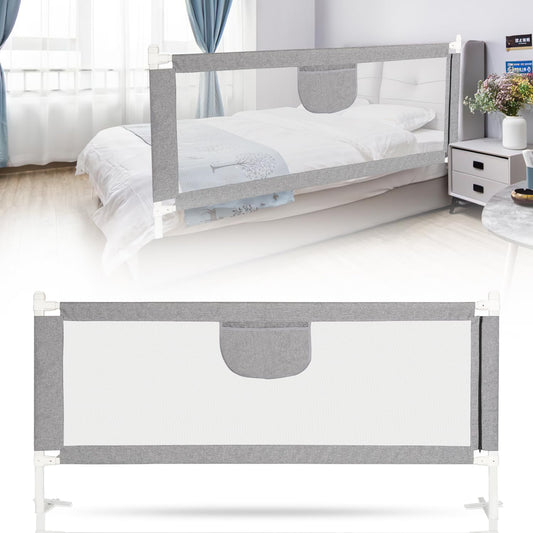 Jopassy Bed Rail 180cm Bed Guard for Kids, Bed Rail for Kids, Baby Guardrail sturdy design, airy Baby Guardrail for young children Grey