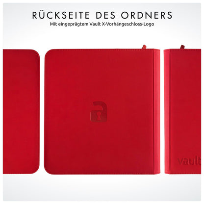 Vault X 12 XL Pocket Trading Card Binder with Zipper, 624 Cards, Premium Exo-Tec Album Material, 26 Side-Loading Pages, Collectors Binder for Trading Card Games, Sports Cards, TCG (Red)