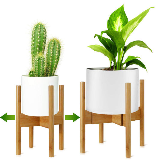 RHtvrll Flower Stand, Bamboo Plant Stand, Adjustable Flower Shelf, Flower Pot Stand Rack for Indoor & Outdoor Areas, Fits 8-12 inch Flower Pots (1 Pc)