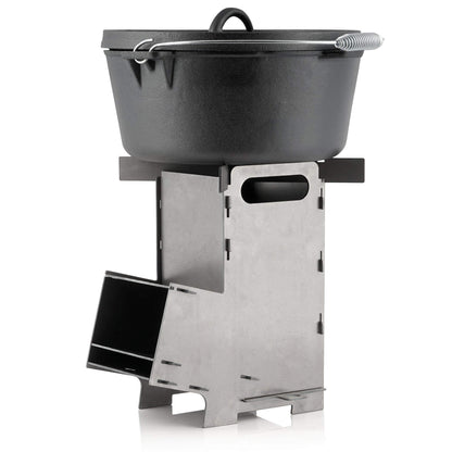 BBQ-Toro Rocket Stove #5 | Rocket Stove plug-in system made of solid 2mm thick steel | Outdoor oven for grilling on patio, garden, camping for Dutch ovens, grill pans | Camping stove