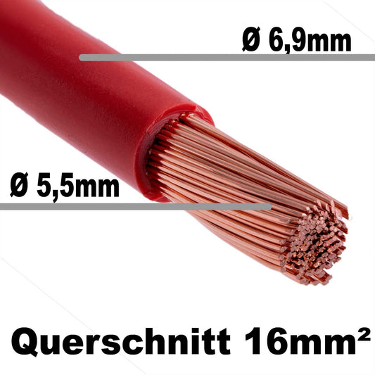 DCSk vehicle cable - 16mm² - 10m - FLRY B asymmetric - 16mm² - automotive cable strand - Black - 16mm2