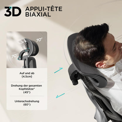 Hbada E3 Air Office Chair Ergonomic, Desk Chair - with 3-zone dynamic lumbar support, 3D adjustable headrest, 3D adjustable armrests, Computer Chair, Black