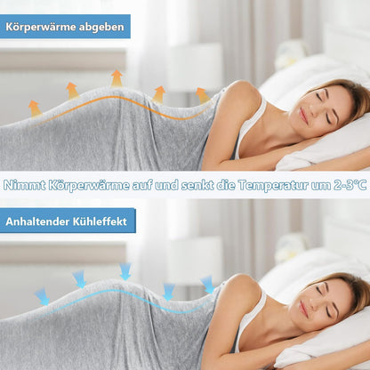 Nigecue Cooling Blanket 150 x 200cm, Self-cooling Summer Blanket with Arc-Chill Q-Max>0.5, Breathable Lightweight Duvet, 2 in 1 double-sided Throw Blanket Sofa Blanket Cooling Blanket for Sleeping