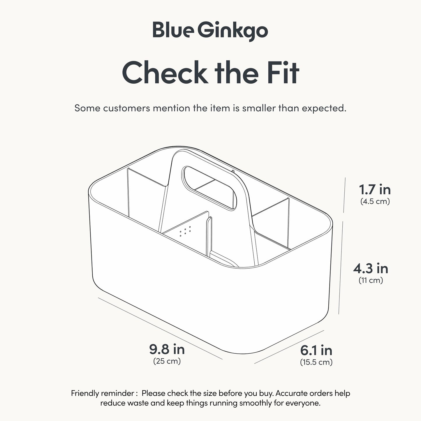 BLUE GINKGO Stackable Organizer Caddy - Portable storage from Korea for bathroom, office, crafting, or school supplies (Rectangular, White)