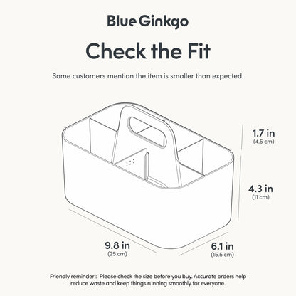 BLUE GINKGO Stackable Organizer Caddy - Portable storage from Korea for bathroom, office, crafting, or school supplies (Rectangular, White)