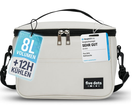 Five dots Small cooler bag for on the go 8l gray incl. 12h insulation - perfect as a lunch bag for work - lunchbag, lunch bag, thermal bag, lunch bag women