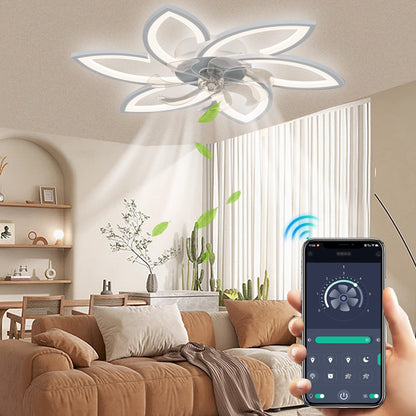 Wildcat ceiling fan with lighting, quiet modern LED with remote control timer, flower shape design ceiling fan light for bedroom kitchen