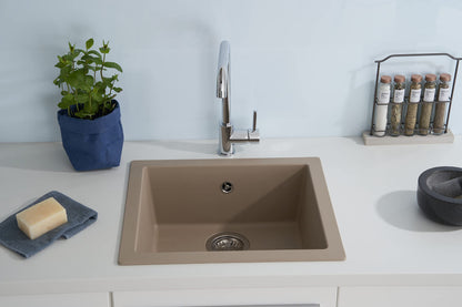 Respekta Ohio mineral sink in sand beige / 1 basin inset sink in 50 x 44 cm / sink suitable for base cabinets from 50 cm width
