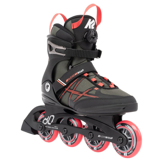 K2 Skates Women's Inline Skates Alexis 80 BOA, Grey - Coral, 30G0317.1.1.060.