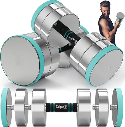 Dripex Dumbbell Set Adjustable Dumbbell 2x15kg, Steel dumbbells included. 2.5kg 5kg 7.5kg 10kg 15kg 25kg 30kg 50kg Fitness Dumbbells 30 KG with Foam Handle for Home.