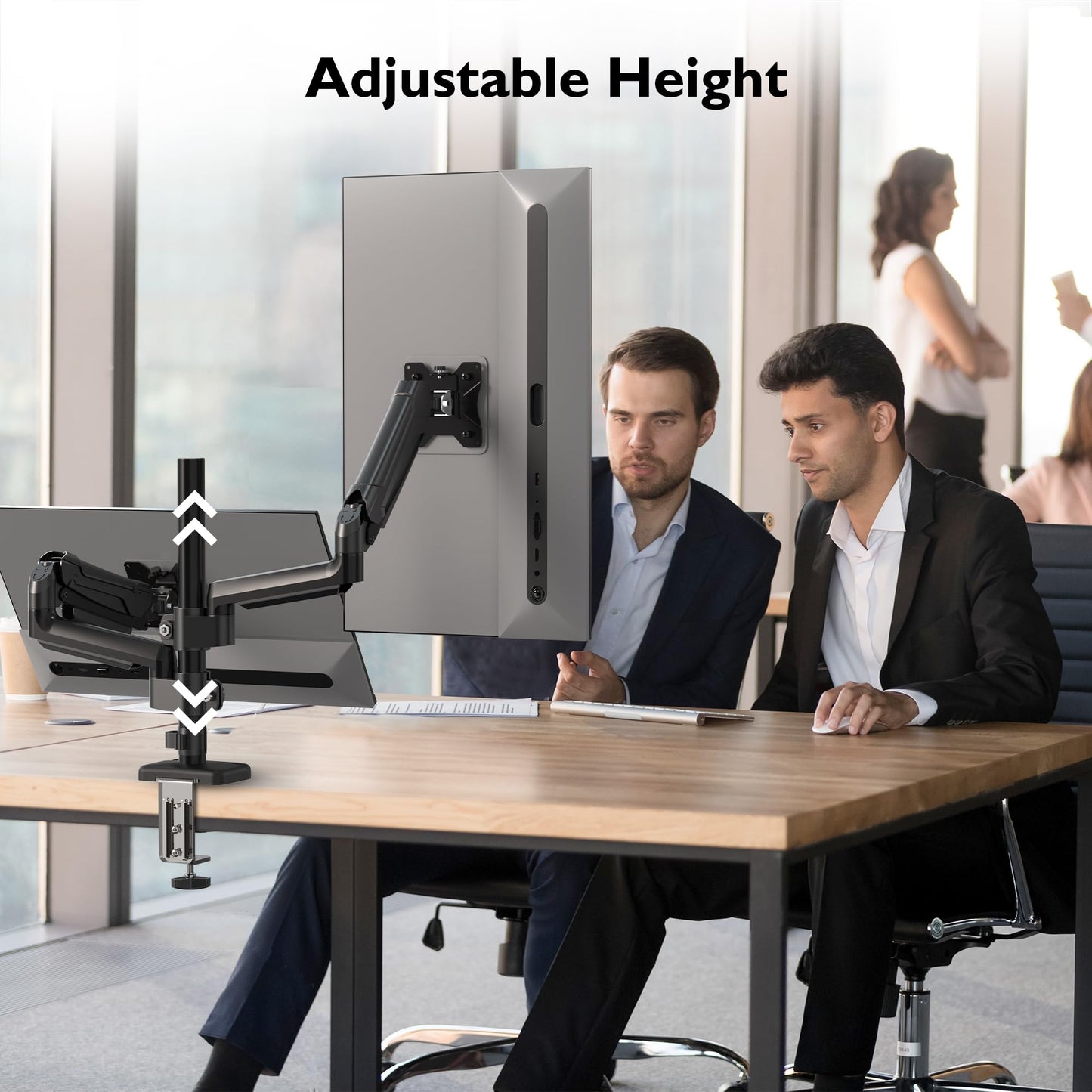BONTEC Dual Monitor Stand for 13 to 32 inch LED-LCD Screens Holds 3-9 kg, Monitor Mount Height Adjustable Tilt Swivel and Rotate, VESA 75/100mm