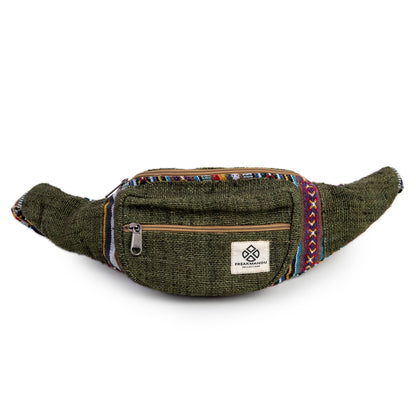 Freakmandu Unisex Hemp Fanny Pack - Boho Hippie Style, Handmade Hip Bag for Hiking, Running, Jogging, Men and Women, Safari.