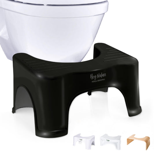 Hey Nature® HOCA Medical Toilet Stool Black, Toilet Stool - Quick relief against hemorrhoids, bloating, constipation, and flatulence. Bathroom stool/ WC stool acts as a natural laxative.