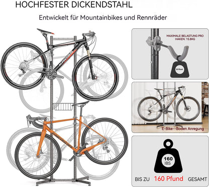 CXWXC Bike Stand Floor for 4 Bikes - Holds up to 70kg/160 pounds. Bike stand holder for indoor garage or outdoor storage.