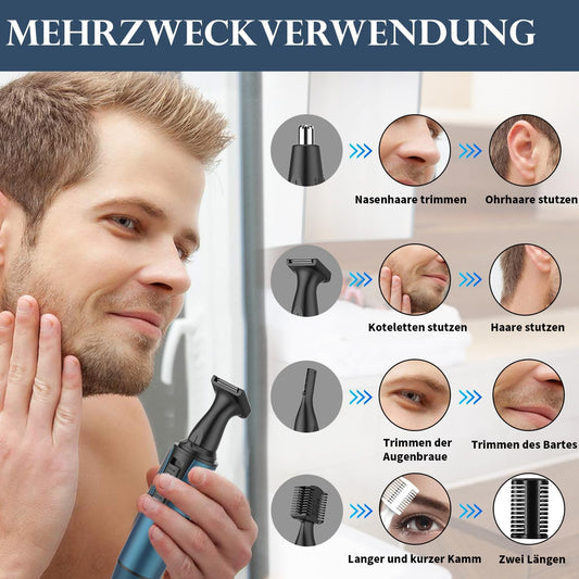 Nose Hair Trimmer Men, 3 in 1 Professional Ear Hair Trimmer and Nose Hair Remover for Men and Women, USB Rechargeable, Dual Blades, IPX7 Waterproof, Easy Cleaning, Blue