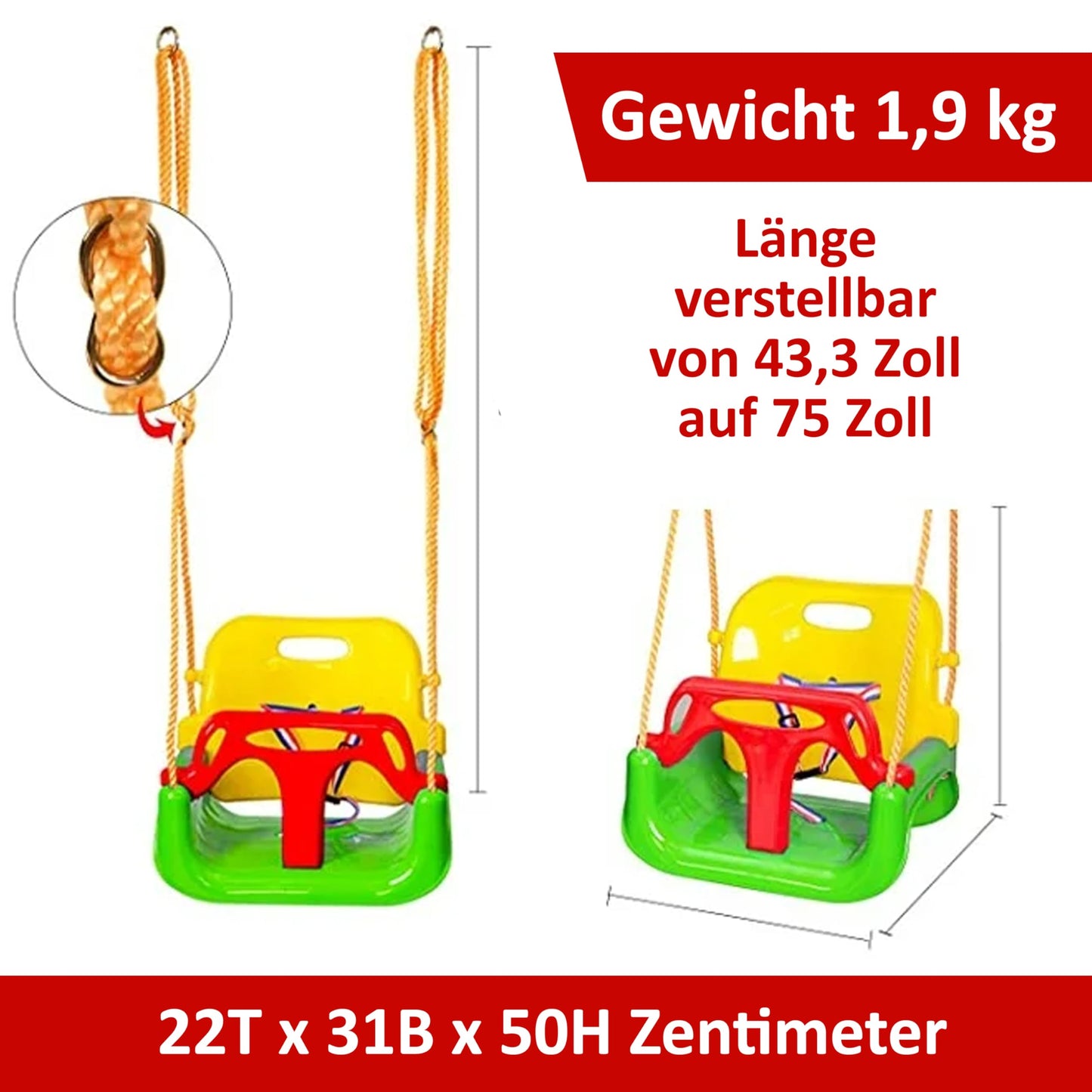COIL Kids Swing Baby Swing Outdoor 3-in-1 Swing Baby Adjustable Kids Swing Indoor with Backrest Swing Indoor Kids Swing Seat Toddler Swing (C0348-Green)