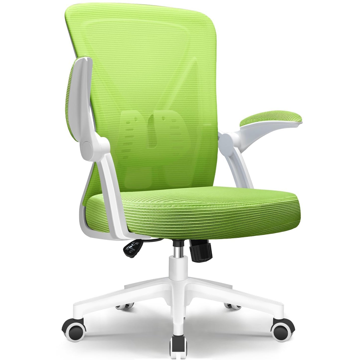 Hinonde office chair, Ergonomic office chair, Height adjustable office chairs, Swivel chair with lumbar support, Desk chair with foldable armrests, Mesh chair with rocking function, Green office chair.