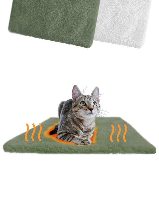 PiuPet® Self-Heating Cat Blanket I 60x45cm I Heating Blanket without Electricity I Cat Warming Blanket I Heating Blanket for Cats without Electricity I Cat Blankets I Cat Beds I (For Cats, Green)