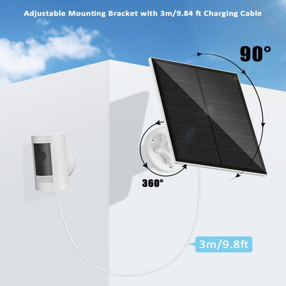 Solar panel for Ring camera, 5W camera solar panel compatible with Ring Spotlight Cam Battery & Stick Up Cam Battery, Stick Up Cam 2nd and 3rd Gen. with barrel plug.