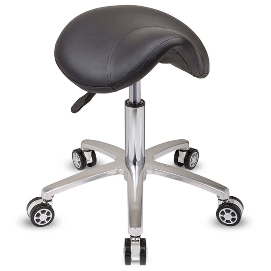Staboos rolling stool up to 160 kg - saddle seat with gel cushion - practical stool with wheels - swivel stool adjustable in height (50 cm to 65 cm) saddle stool
