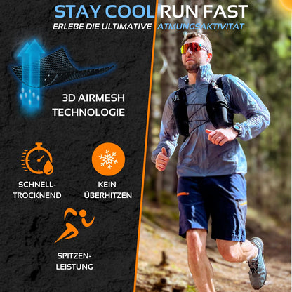 zeitgeist OUTDOOR® running vest for women and men 4L | optimal fit | breathable | ultra-light running backpack 210gr hydration pack running cycling backpack trail running backpack - (XS/S, black)