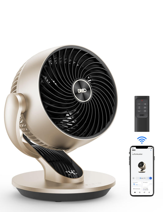 Dreo 28dB Quiet Smart Table Fan for Bedroom Office, Fan with Remote Control Cooling 21M Wind Distance 4-Speed Level 5 Modes 12H Timer 90° Auto 120° Manual Oscillation, Lynx S