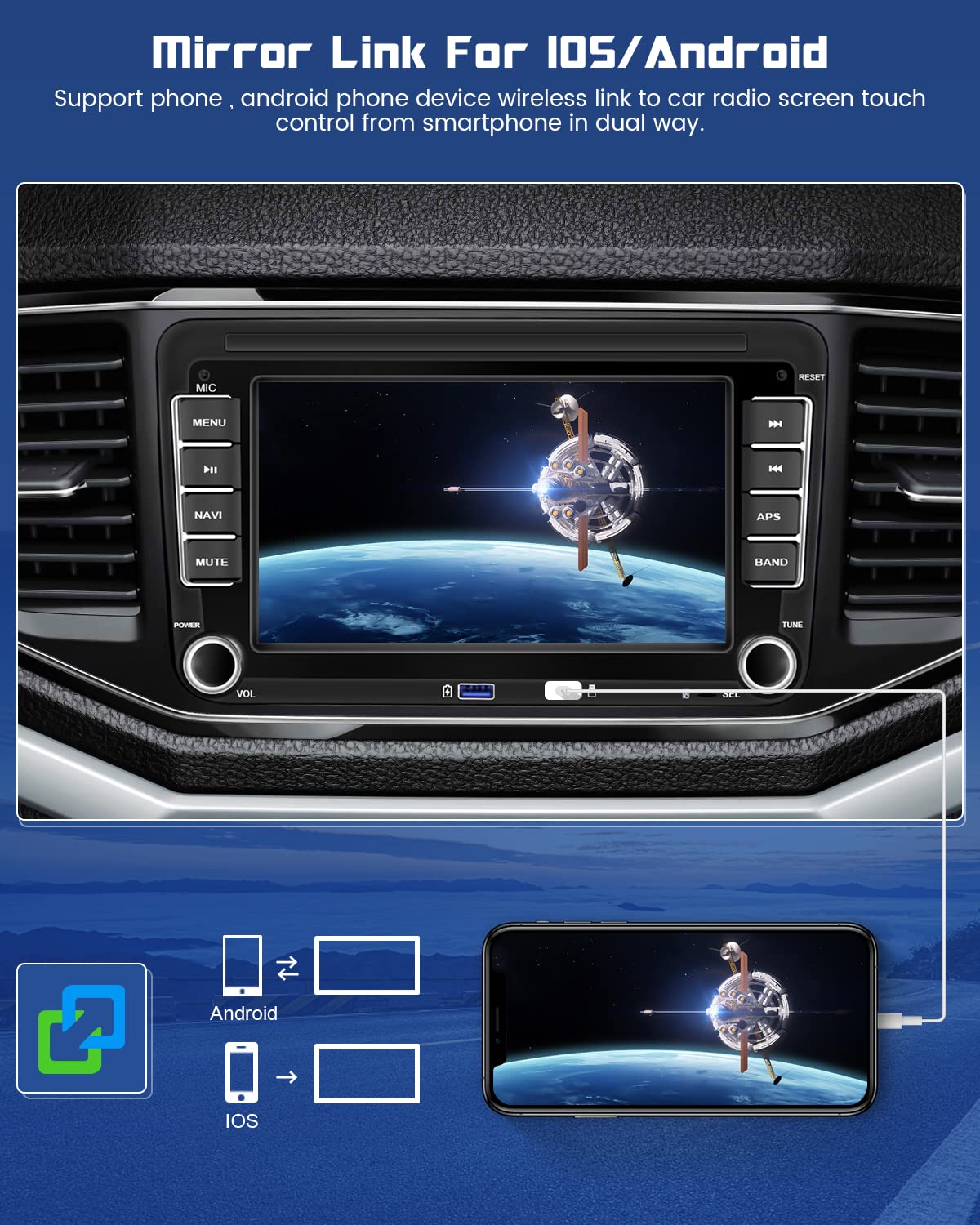 [2G+32G] Hikity Android Car Radio GPS Navigation For VW Golf 5 6 Polo T5 Tiguan Caddy Skoda Passat B6 B7 Touran 7 Inch Car Stereo 2Din with GPS WiFi Bluetooth FM USB Mirror Link MIC Rear View Camera