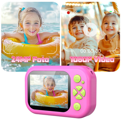 ULEWAY kids camera, 1080P underwater camera for kids, underwater digital camera with 2.4" screen, 32GB SD card, video camera toy gift for kids aged 3-12 years.