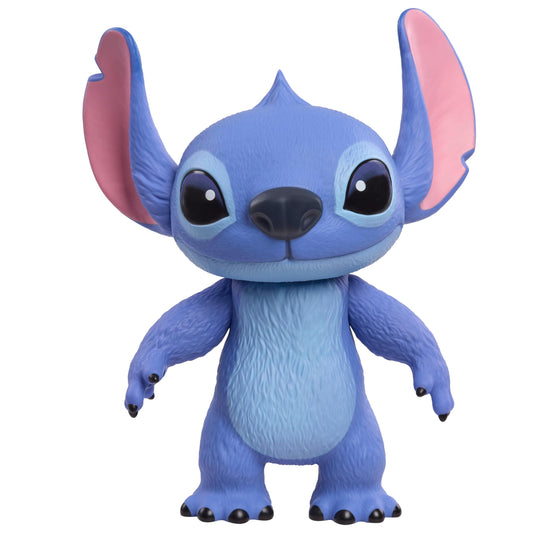 Just Play Disney Stitch Live-Action 35.6 cm tall Larger Than Life vinyl figure, with 3 points of articulation for play and display. Moveable figure, suitable for kids 3 years and older.