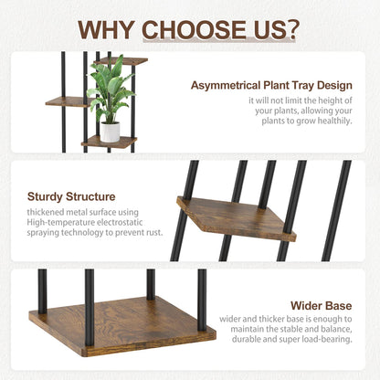 LyTaispuly 6 tier Plant Stand Flower Stand Outdoor, 115cm Metal Wood Flower Pot Stand Flower Ladder Flower Rack, Plant Stand for Outdoor Balcony Garden Living Room, Black